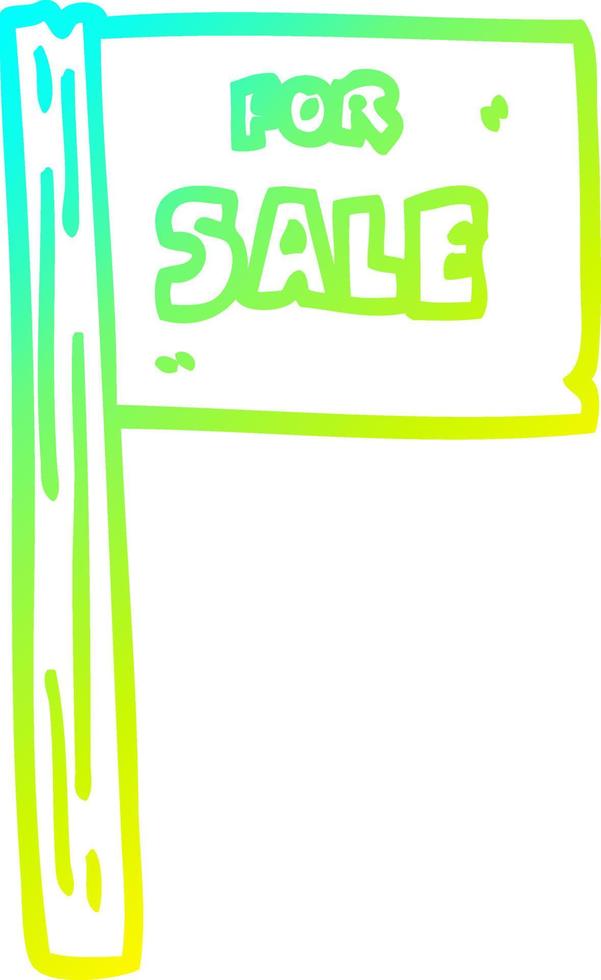 cold gradient line drawing cartoon sale sign vector