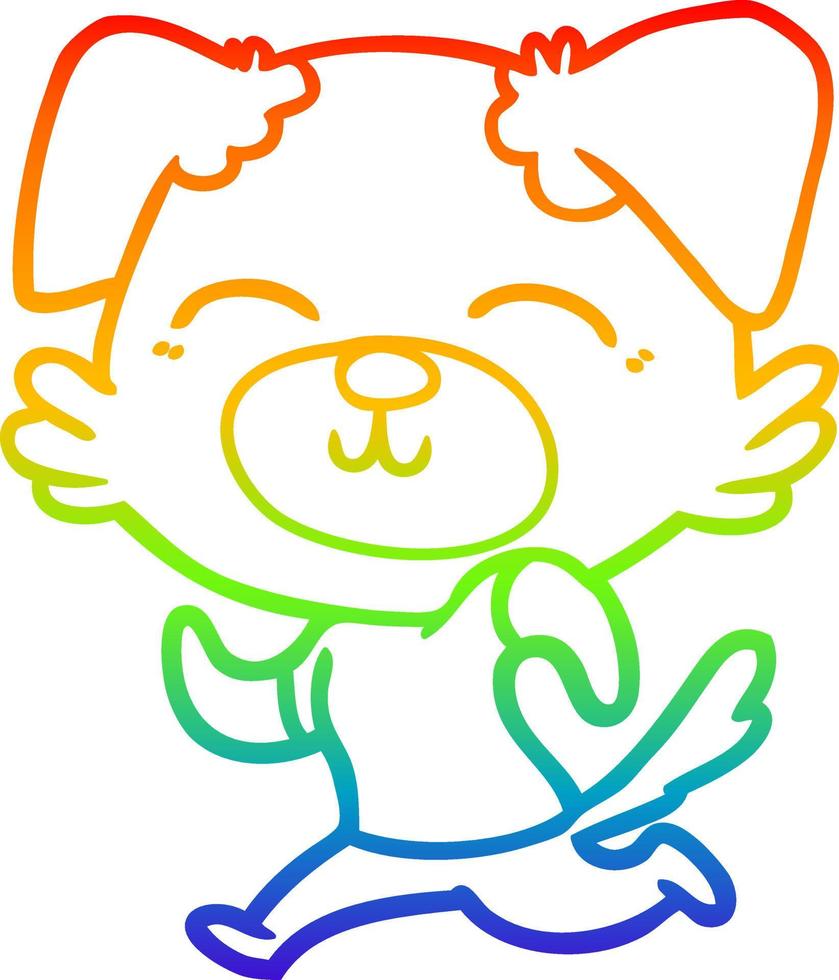 rainbow gradient line drawing cartoon dog vector