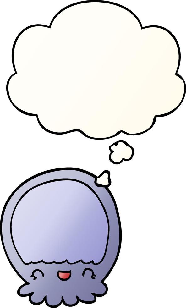cartoon jellyfish and thought bubble in smooth gradient style vector