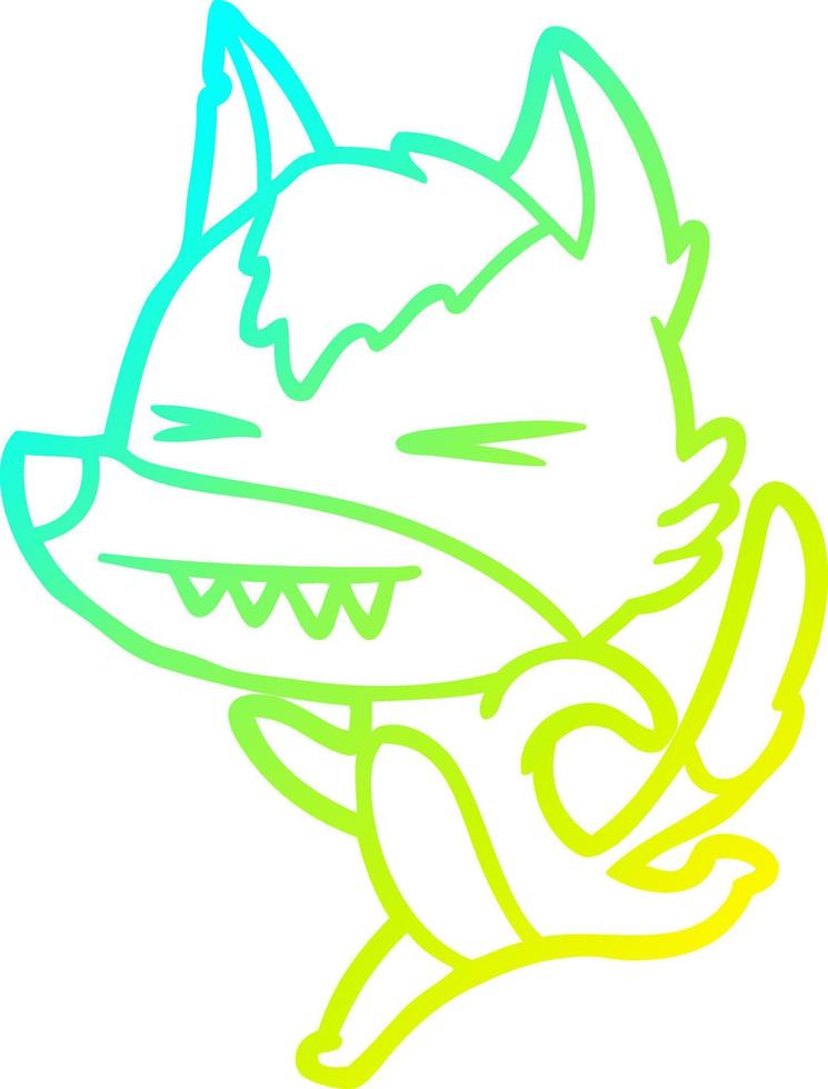 cold gradient line drawing angry wolf running vector