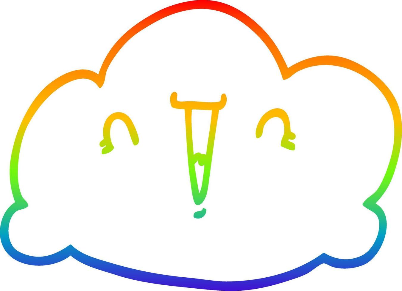 nube de dibujos animados de dibujo de línea de gradiente de arco iris vector