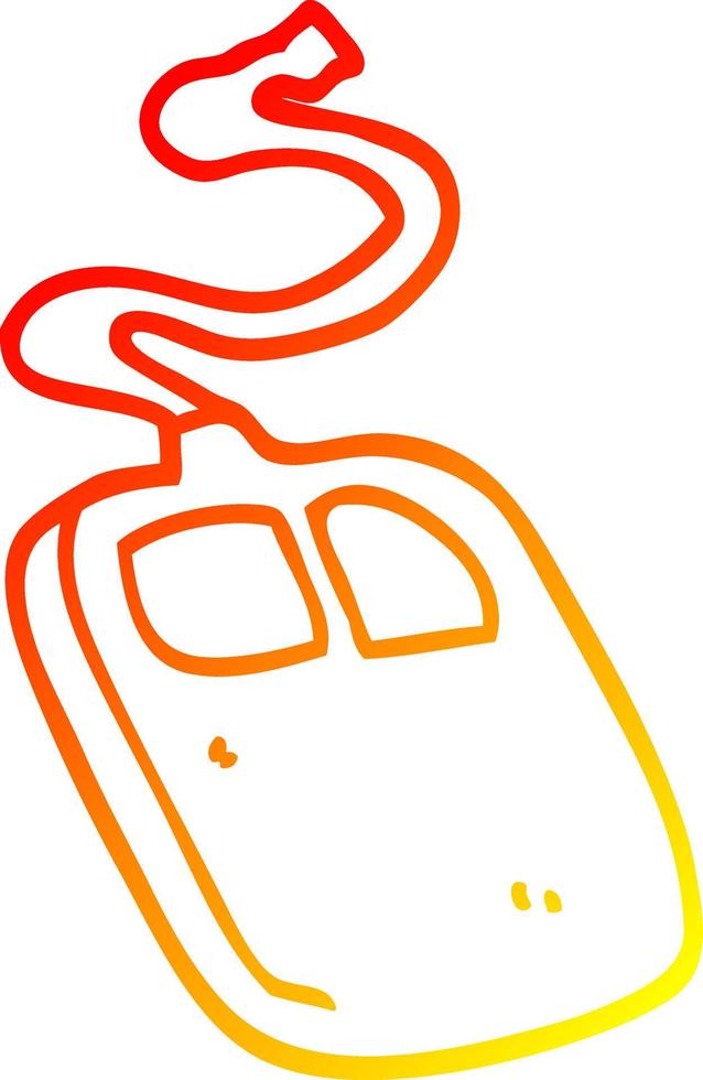 warm gradient line drawing cartoon old computer mouse vector