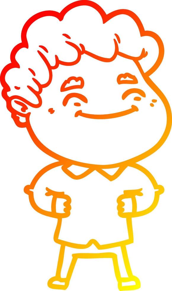 warm gradient line drawing cartoon friendly man vector