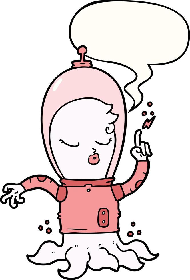 cute cartoon alien and speech bubble vector
