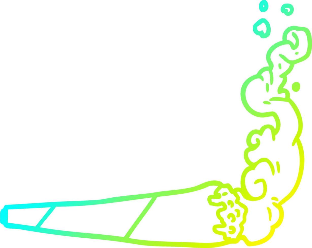 cold gradient line drawing marijuana joint vector