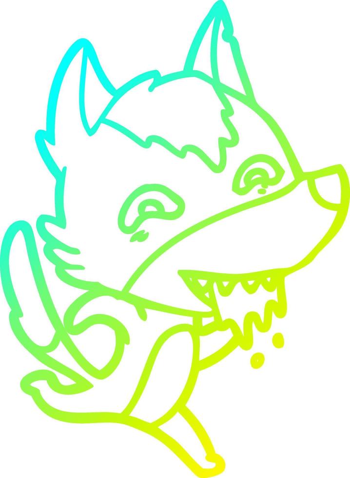 cold gradient line drawing cartoon hungry wolf running vector