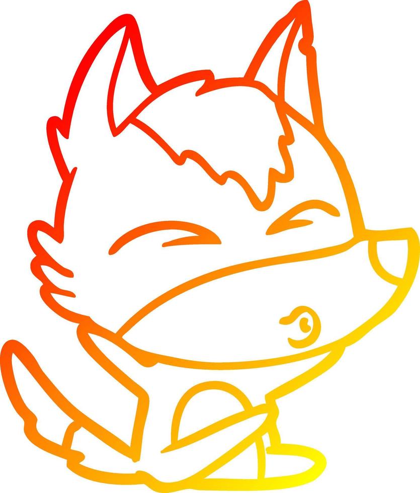 warm gradient line drawing cartoon wolf whistling vector