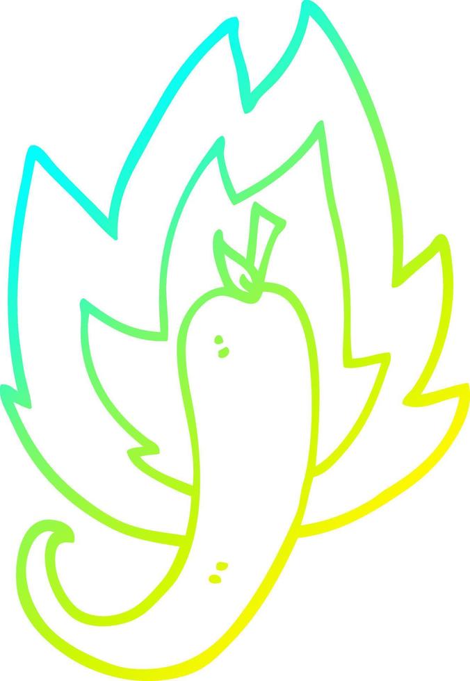 cold gradient line drawing cartoon red hot chili vector
