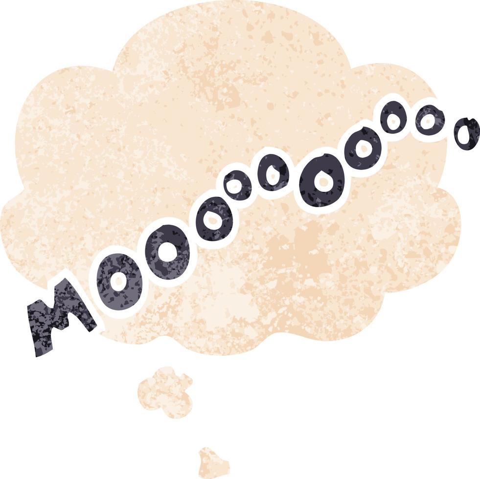 cartoon moo noise and thought bubble in retro textured style vector