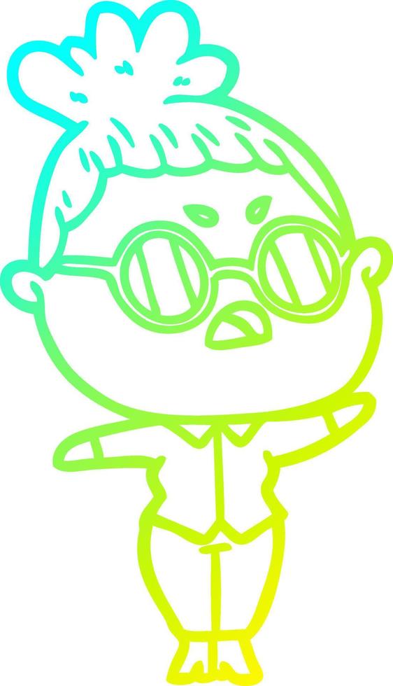 cold gradient line drawing cartoon annoyed woman vector