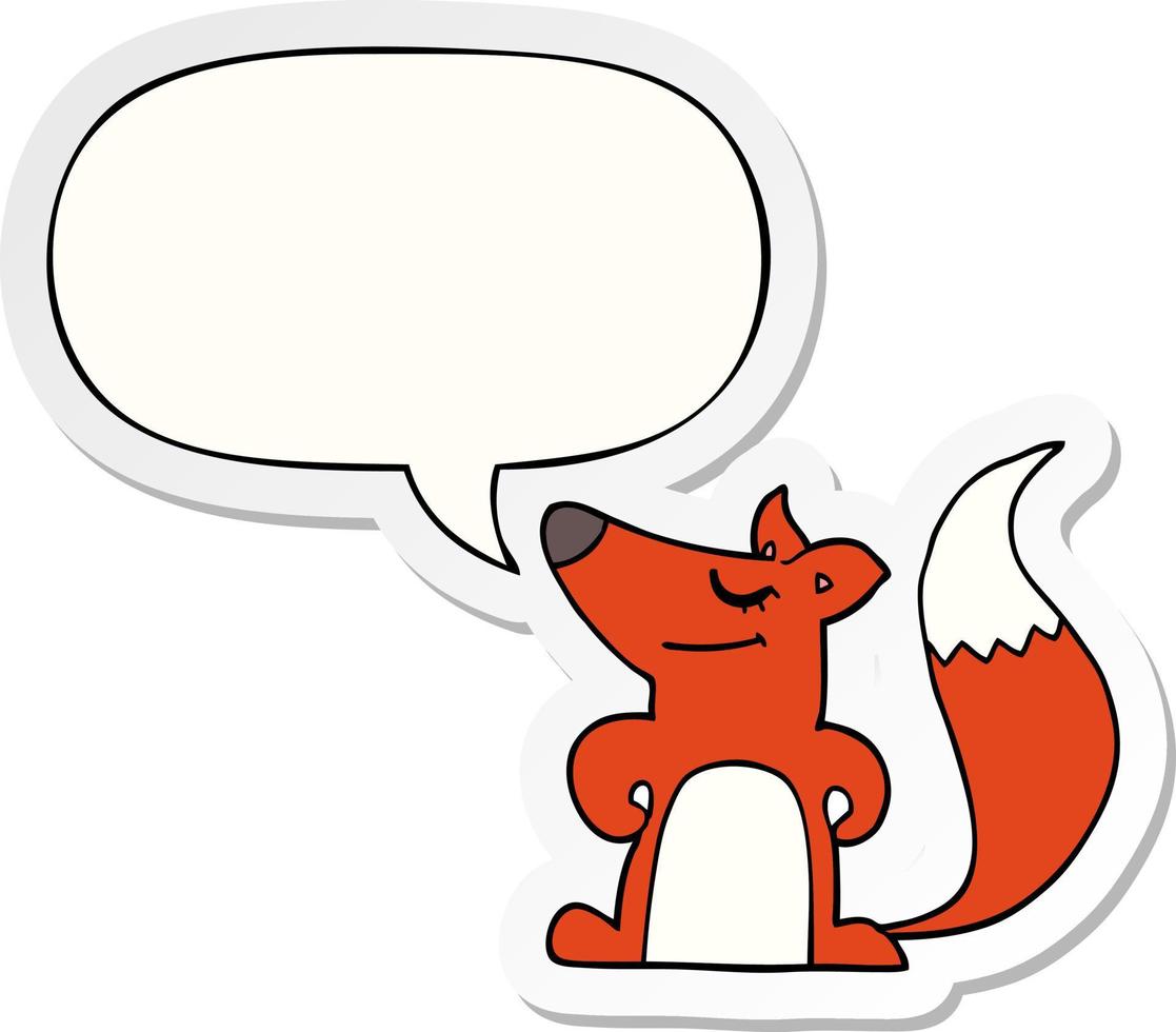 cartoon fox and speech bubble sticker vector