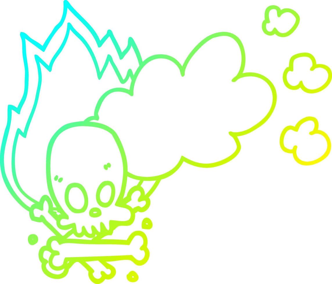 cold gradient line drawing cartoon spooky burning bones vector