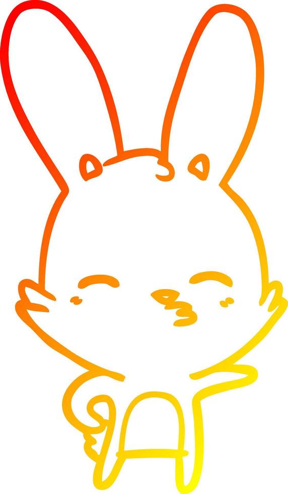 warm gradient line drawing curious bunny cartoon vector