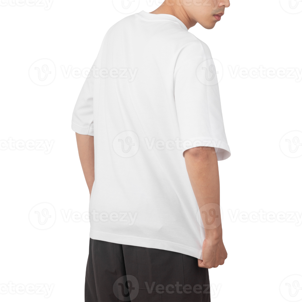 mann im weißen übergroßen t-shirt-modell, designvorlage png