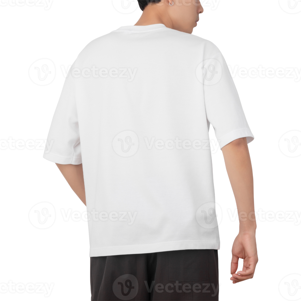 Man in oversize white T shirt mockup cutout, Png file