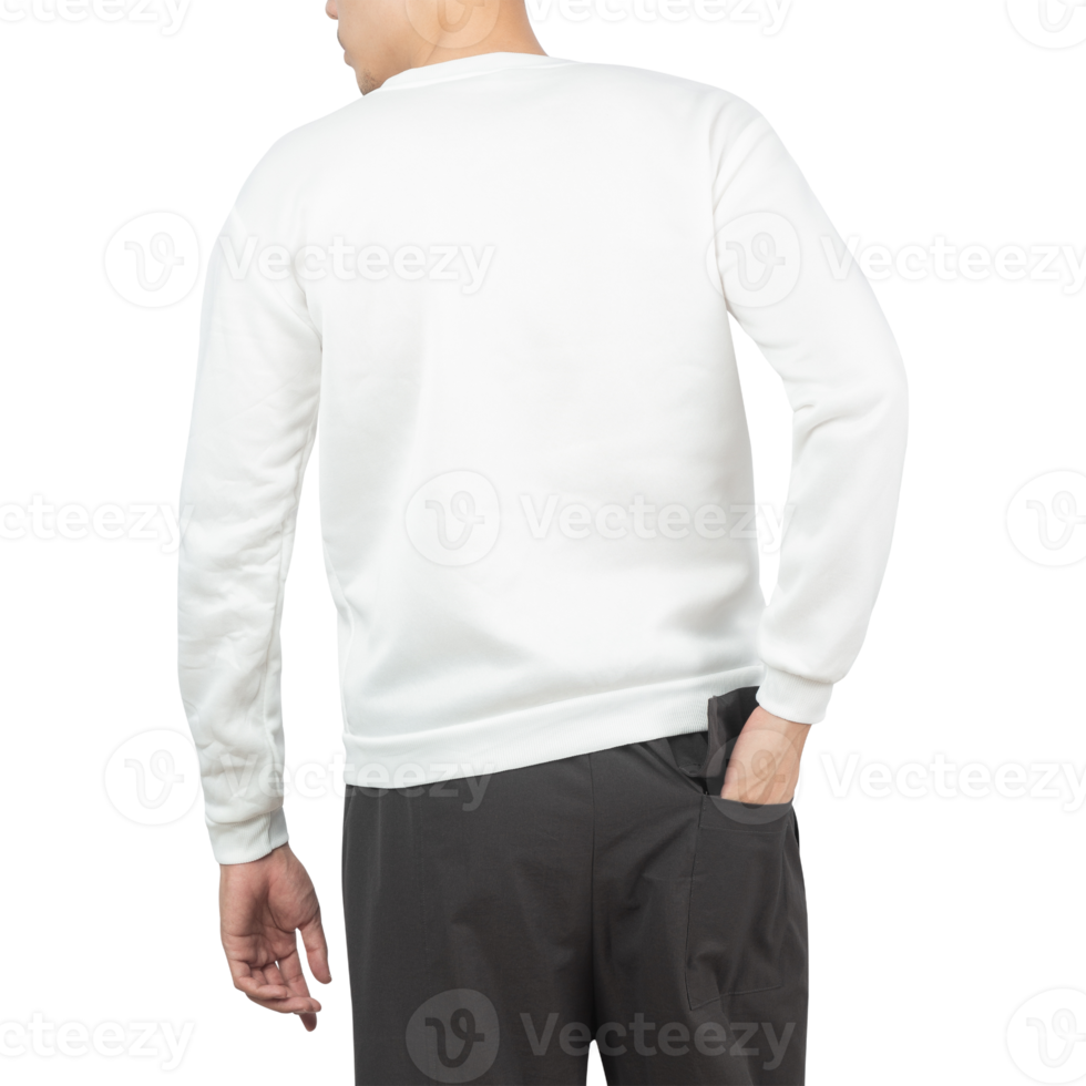 homme en maquette de sweat-shirt blanc, modèle de conception png