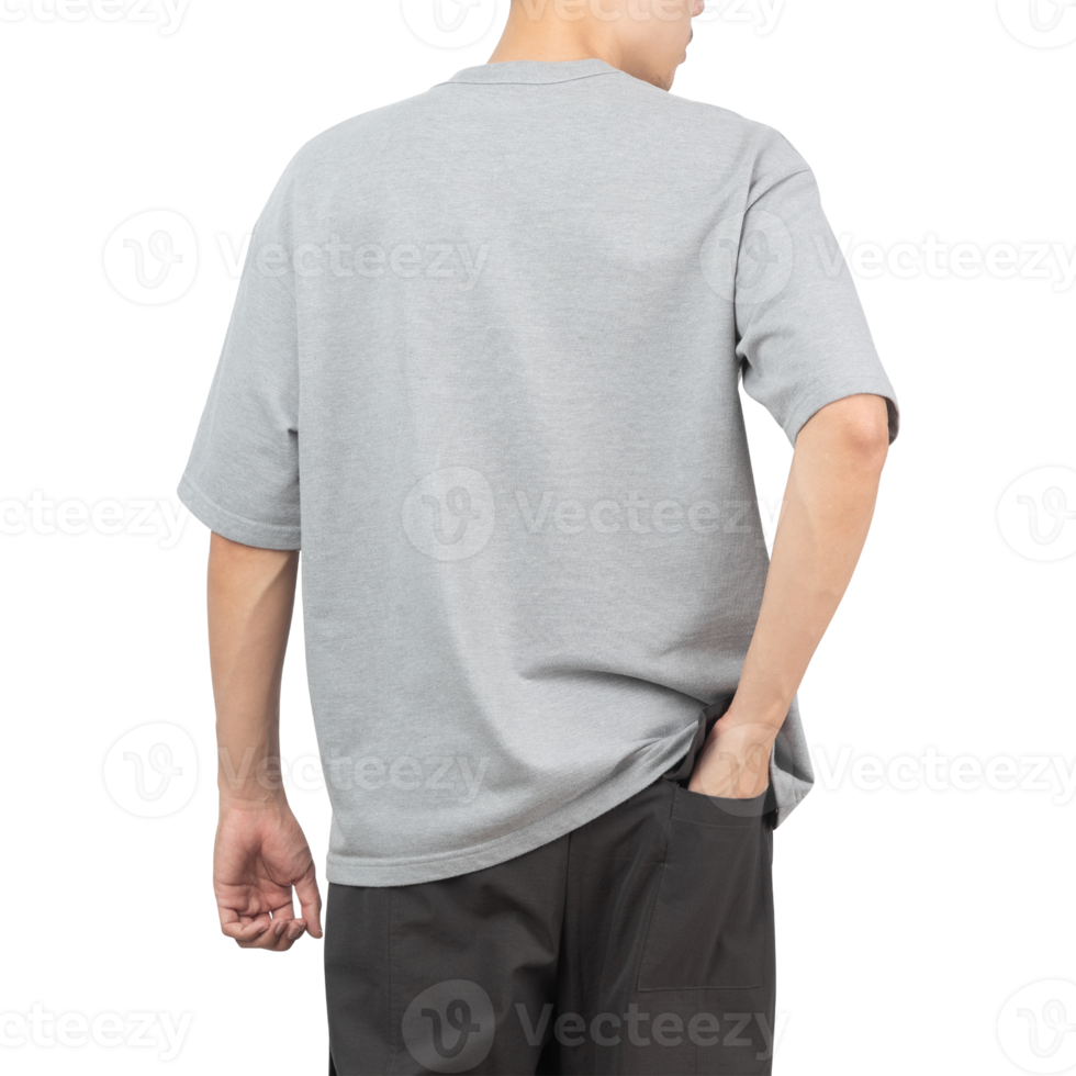 homme en maquette de t-shirt surdimensionné gris, modèle de conception png