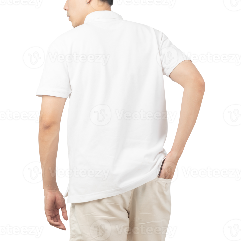 Man in white Polo t-shirt mockup, Design template png