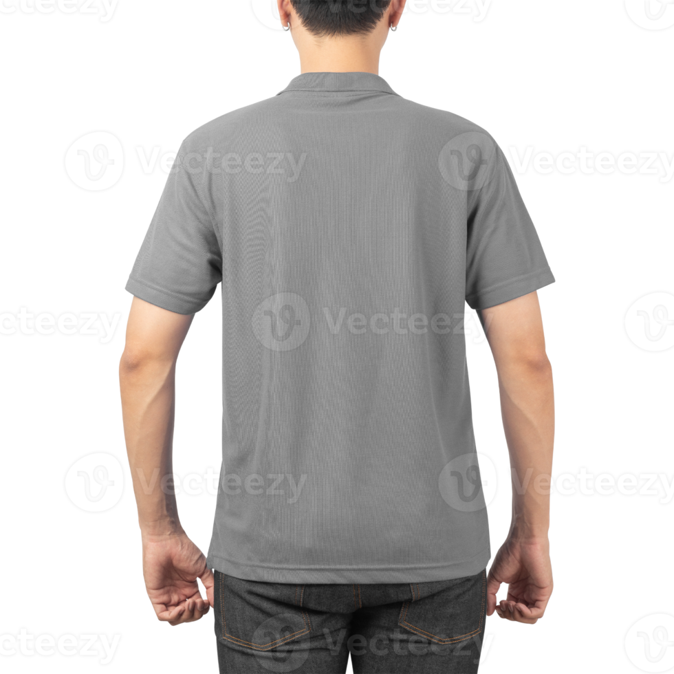 Man in grey Polo t-shirt mockup, Design template png