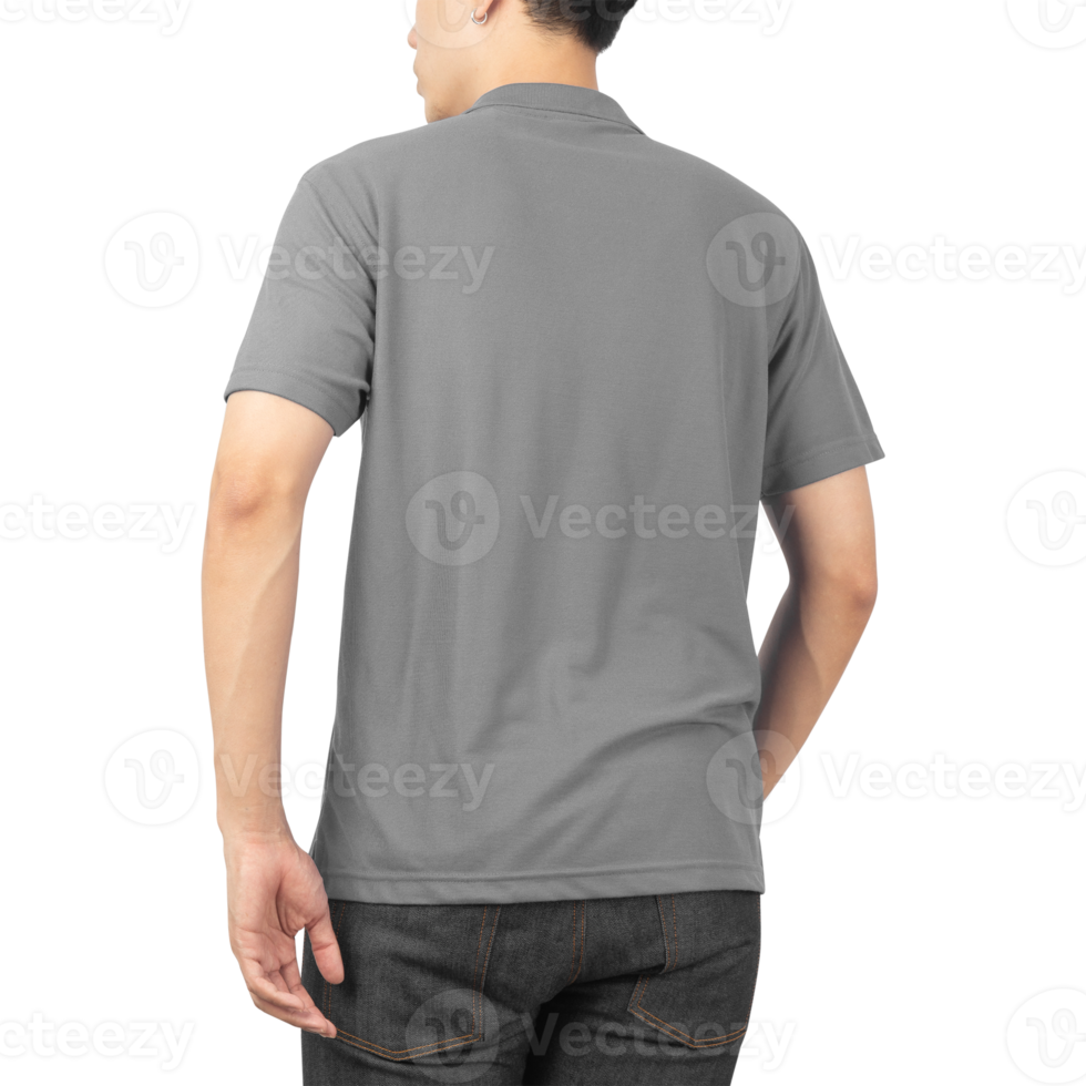 Man in grey Polo t-shirt mockup, Design template png