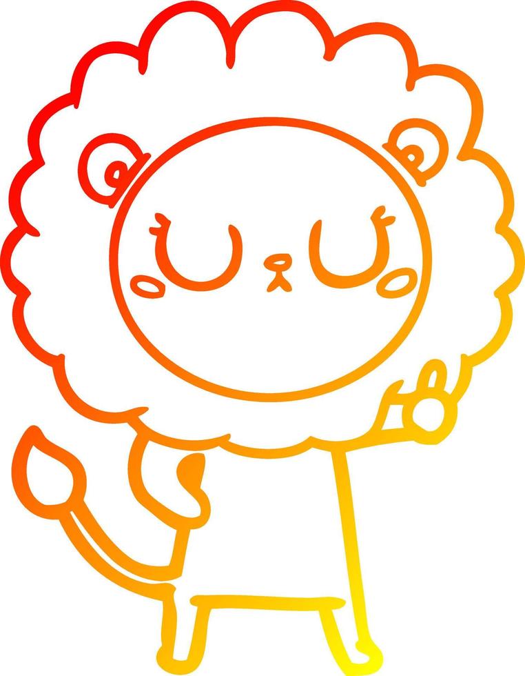 warm gradient line drawing cartoon lion vector