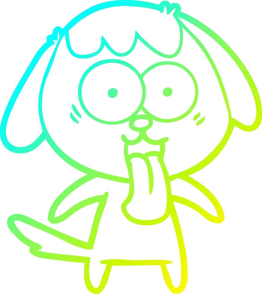 cold gradient line drawing cute cartoon dog vector