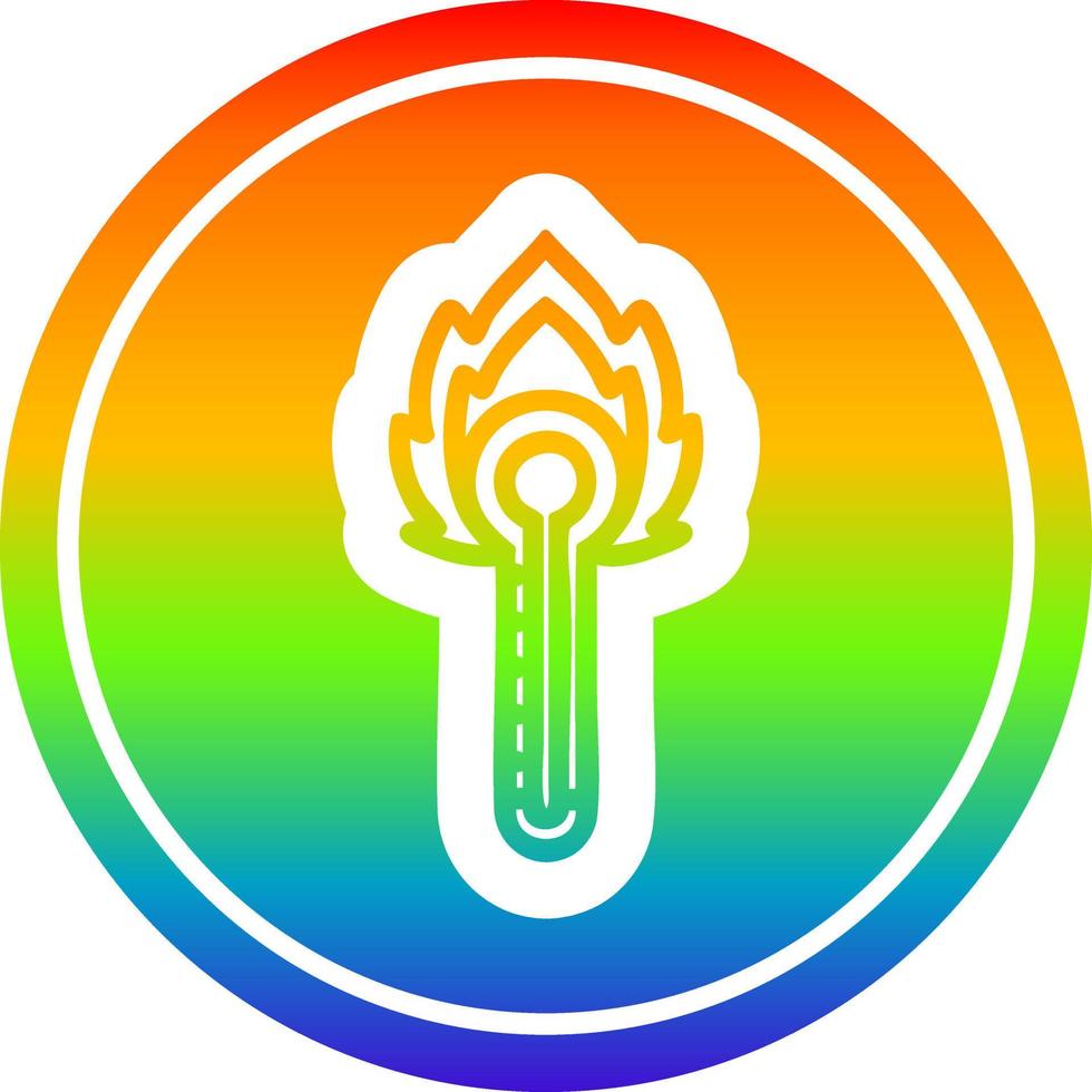 flaming thermometer circular in rainbow spectrum vector