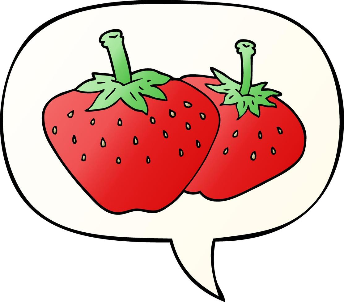 cartoon strawberry and speech bubble in smooth gradient style vector