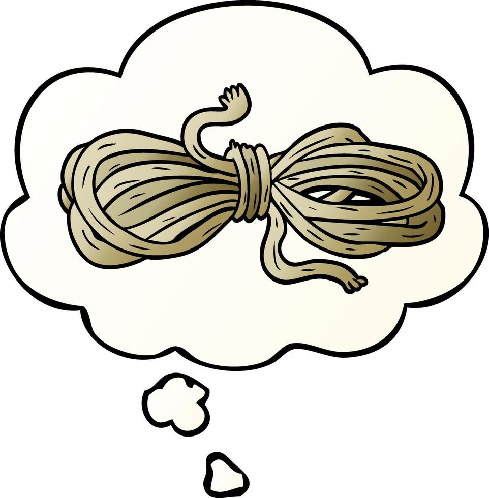 cartoon rope and thought bubble in smooth gradient style vector