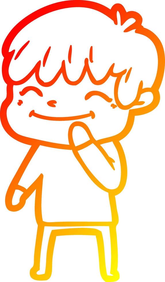 warm gradient line drawing cartoon happy boy vector