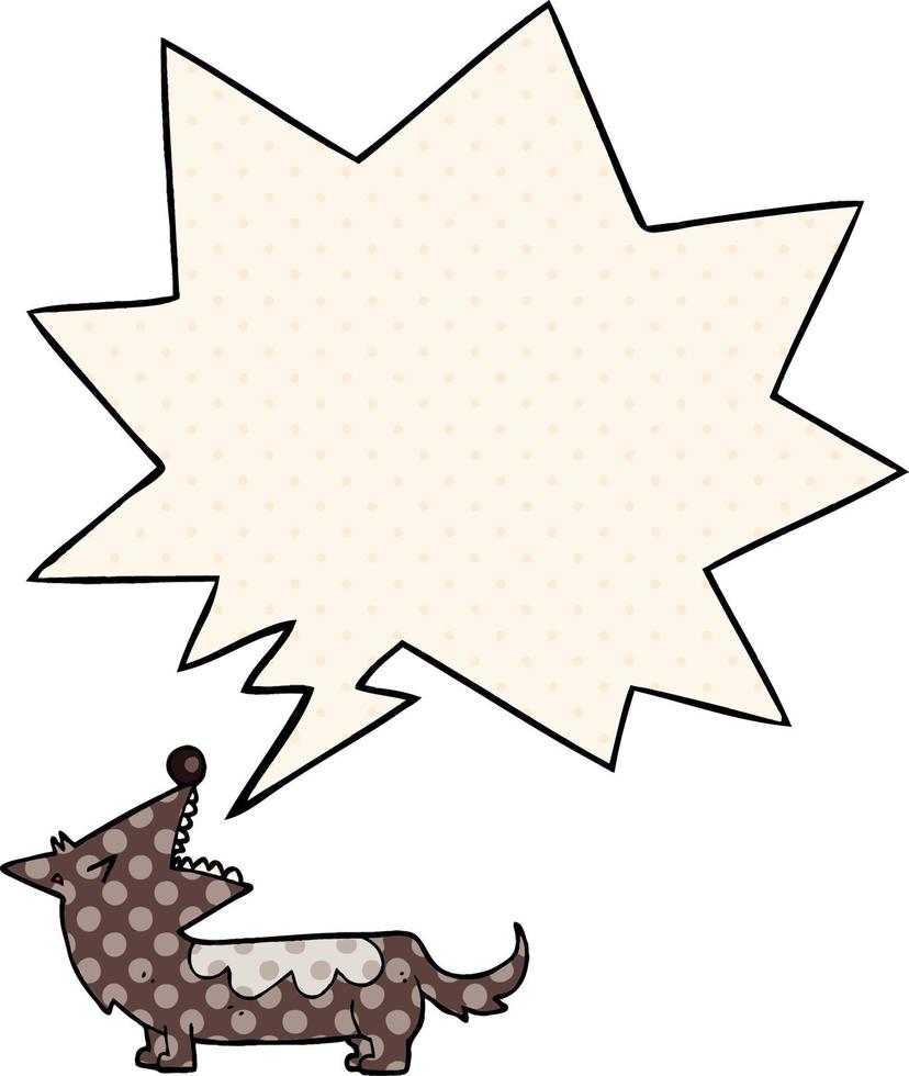 cartoon dog and speech bubble in comic book style vector