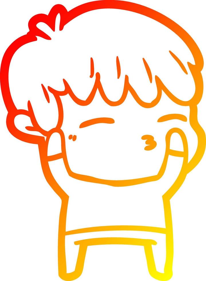 warm gradient line drawing cartoon curious boy vector