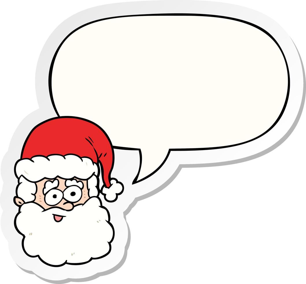 cartoon santa claus and speech bubble sticker vector