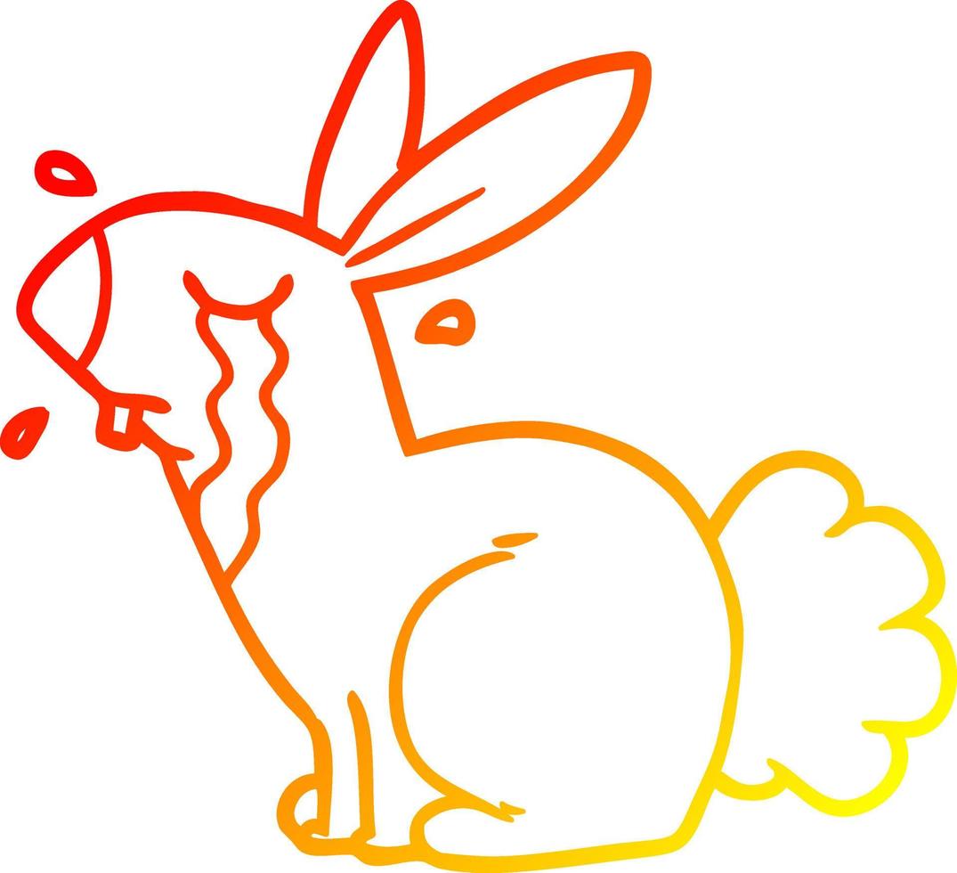 warm gradient line drawing cartoon bunny rabbit crying vector