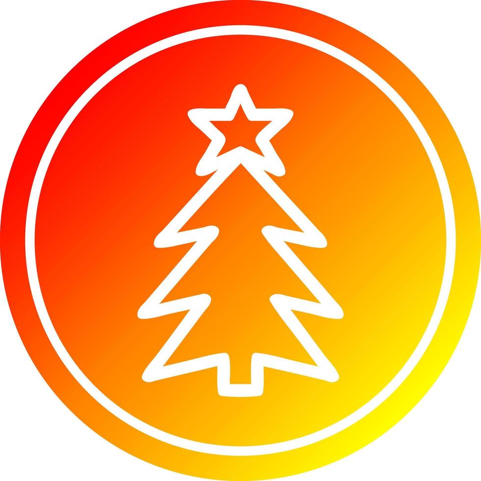 árbol de navidad circular en espectro de gradiente caliente vector