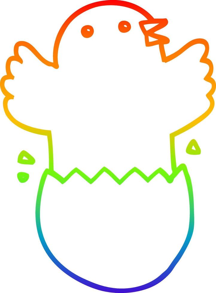 rainbow gradient line drawing cartoon hatching bird vector