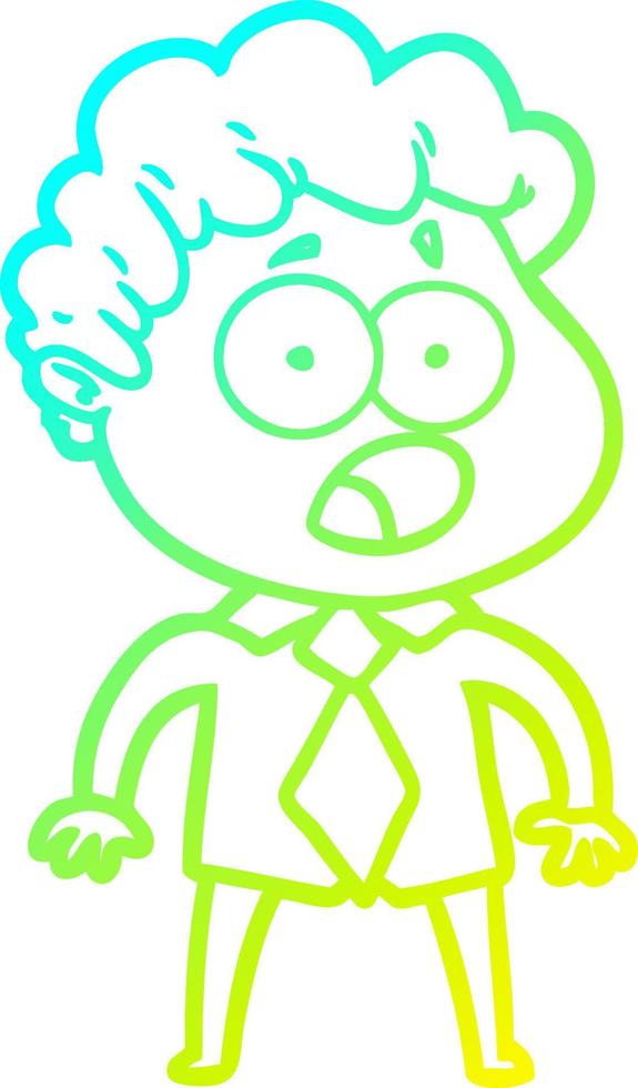 cold gradient line drawing cartoon man gasping in surprise vector