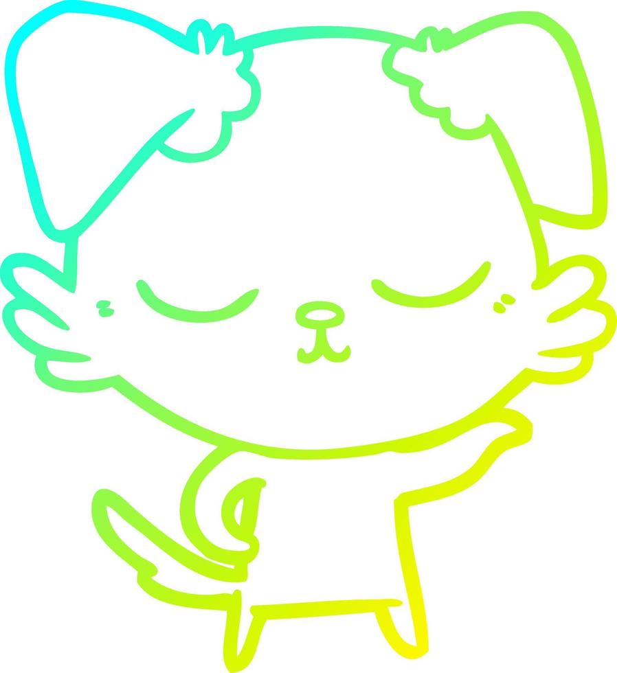 cold gradient line drawing cute cartoon dog vector