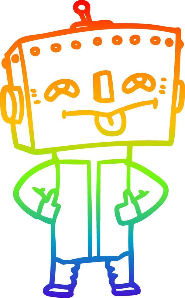 rainbow gradient line drawing cartoon robot vector