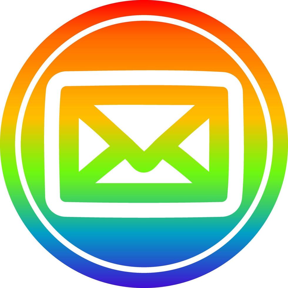 envelope letter circular in rainbow spectrum vector