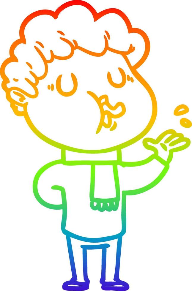 rainbow gradient line drawing cartoon man singing vector