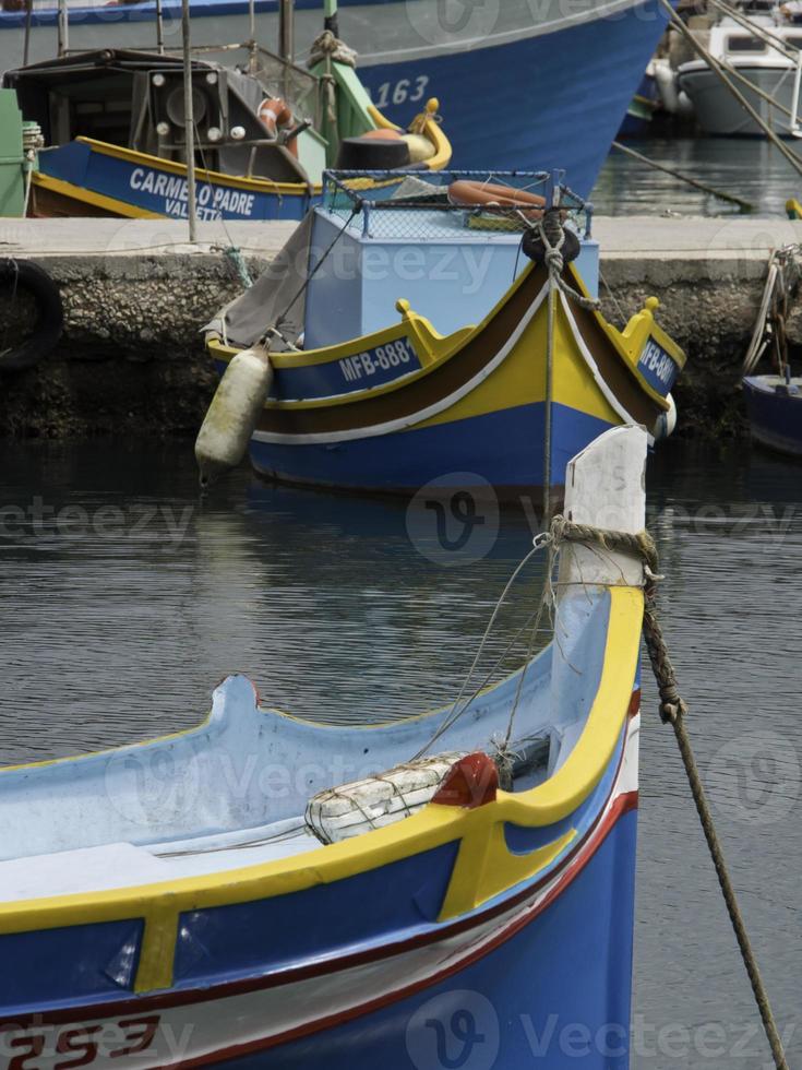 Marsaxlokk harbor on malta island photo