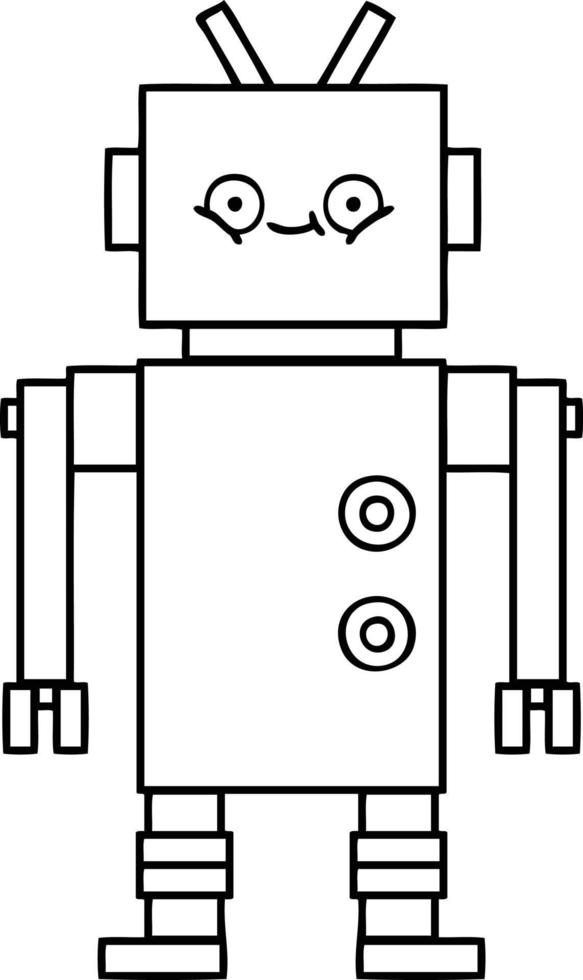 line drawing cartoon robot vector