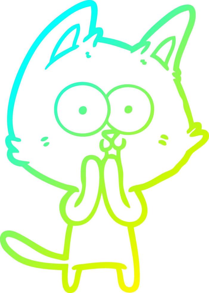 cold gradient line drawing funny cartoon cat vector