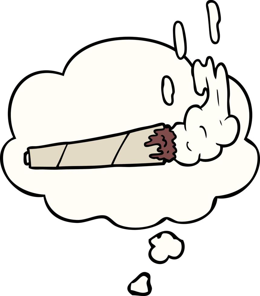 cartoon marijuana joint and thought bubble vector