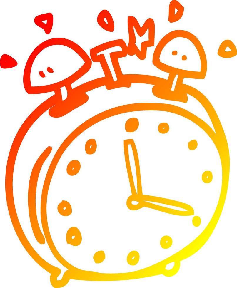warm gradient line drawing cartoon alram clock vector