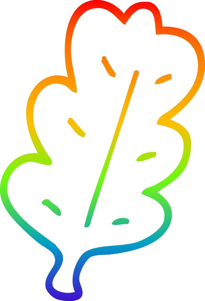 rainbow gradient line drawing cartoon leaf vector