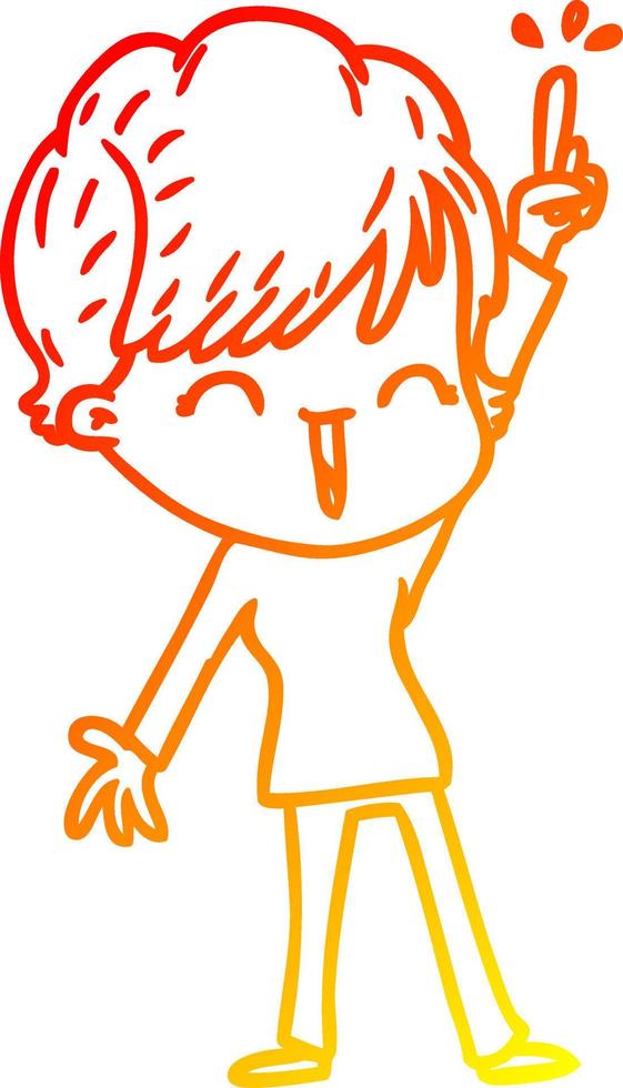 warm gradient line drawing cartoon laughing woman vector