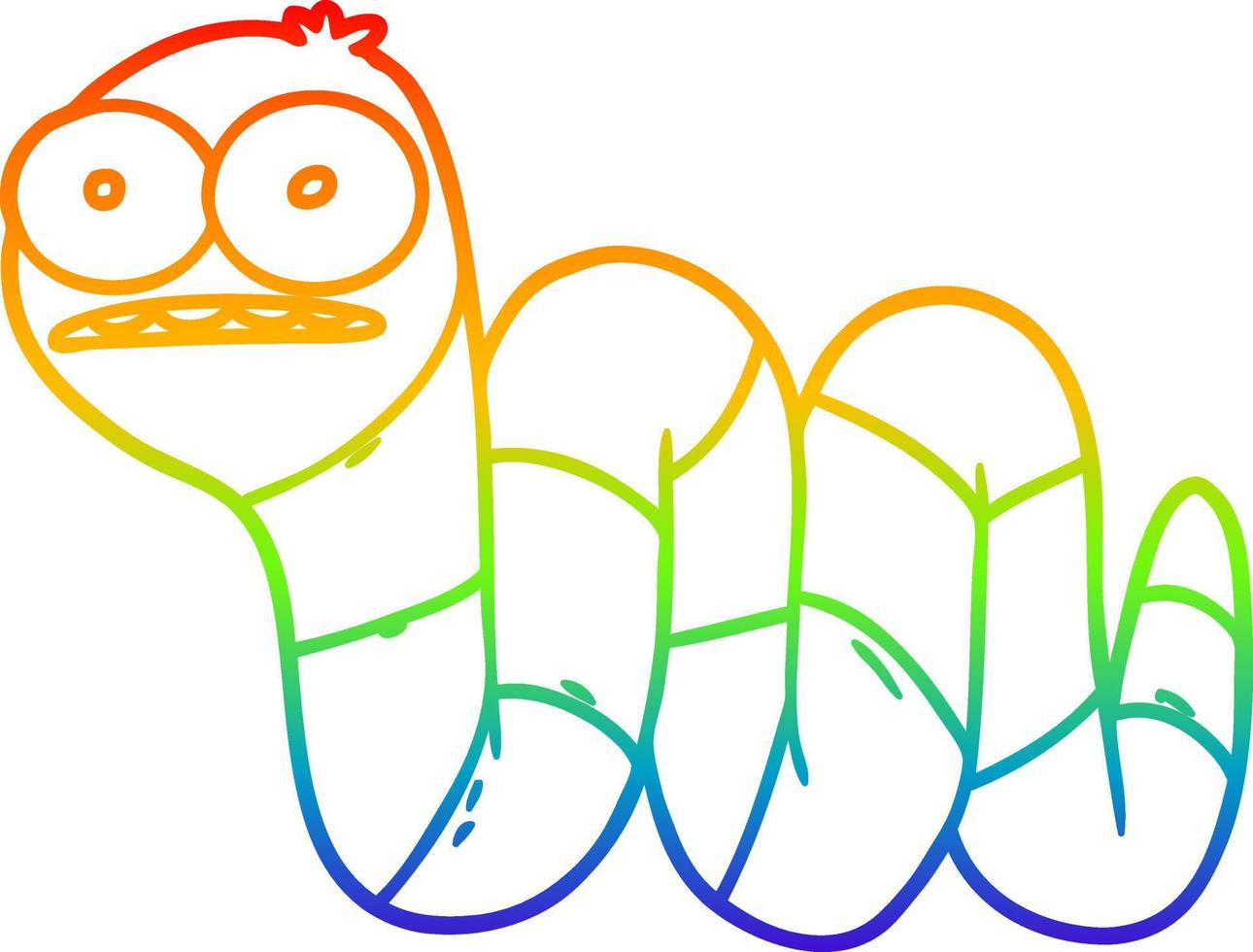 rainbow gradient line drawing cartoon nervous worm vector