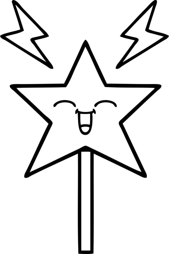 line drawing cartoon magic wand vector